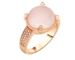 Pierścionek z mosiądzu pozłacany z kwarcem i cyrkoniami