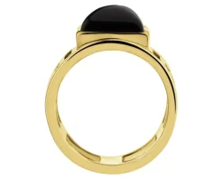 Pierścionek z mosiądzu pozłacany z agatem - sygnet