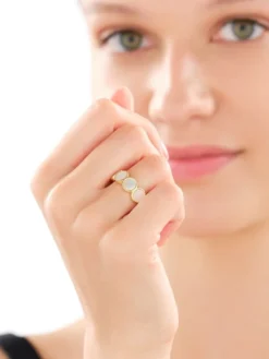 Pierścionek z mosiądzu pozłacany z masą perłową