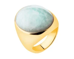 Pierścionek z mosiądzu pozłacany z amazonitem