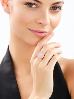 Pierścionek z mosiądzu pozłacany z kwarcem