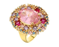 Pierścionek z mosiądzu pozłacany z cyrkoniami