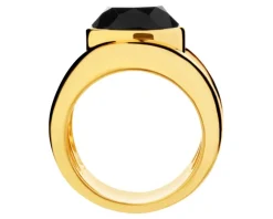 Pierścionek z mosiądzu pozłacany z agatem