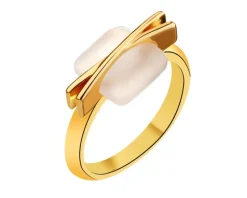 Pierścionek z mosiądzu pozłacany z masą perłową
