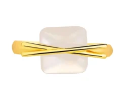 Pierścionek z mosiądzu pozłacany z masą perłową