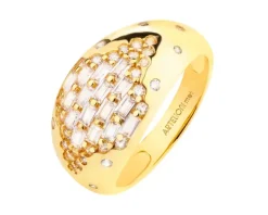 Pierścionek z mosiądzu pozłacany z cyrkoniami
