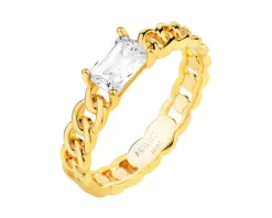 Pierścionek z mosiądzu pozłacany z cyrkonią