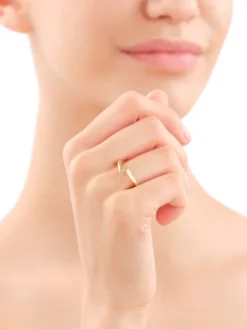 Pierścionek z mosiądzu pozłacany z cyrkoniami