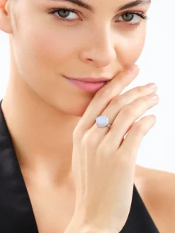 Pierścionek z mosiądzu rodowany z agatem