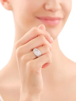 Pierścionek z mosiądzu rodowany z cyrkoniami