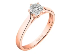 Pierścionek z różowego i białego złota z brylantami - 0,15 ct - próba 585