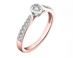 Pierścionek z różowego i białego złota z brylantami - 0,20 ct - próba 585