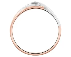 Pierścionek z różowego i białego złota z brylantem - 0,02 ct - próba 375