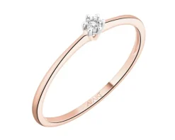 Pierścionek z różowego i białego złota z brylantem - 0,01 ct - próba 375