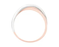 Pierścionek z różowego i białego złota z brylantami - 0,06 ct - próba 585