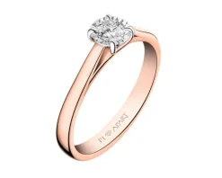 Pierścionek z różowego i białego złota z brylantem - 0,13 ct - próba 585