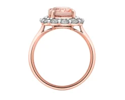 Pierścionek z różowego złota z brylantami i morganitem - próba 585