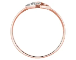 Pierścionek z różowego złota z diamentami – serca - 0,02 ct - próba 375