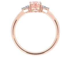Pierścionek z różowego złota z brylantami i morganitem - próba 585
