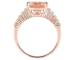 Pierścionek z różowego złota z brylantami i morganitem - próba 750