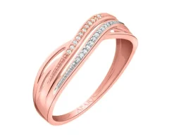 Pierścionek z różowego złota z diamentami - 0,04 ct - próba 585