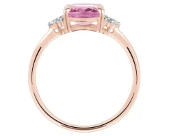 Pierścionek z różowego złota z diamentami i topazem - próba 585