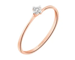 Pierścionek z różowego złota z brylantem - 0,01 ct - próba 585