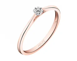 Pierścionek z różowego złota z diamentem - 0,003 ct - próba 375