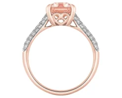 Pierścionek z różowego złota z brylantami i morganitem - próba 585