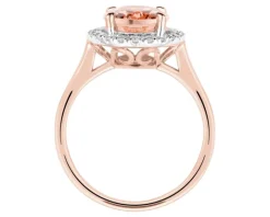 Pierścionek z różowego złota z brylantami i morganitem - próba 585