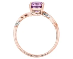 Pierścionek z różowego złota z diamentami i ametystem - próba 375
