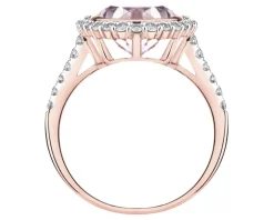 Pierścionek z różowego złota z brylantami i ametystem - próba 585