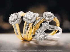 Pierścionek z żółtego i białego złota z diamentami - 0,72 ct - próba 585