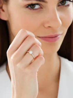 Pierścionek z żółtego i białego złota z brylantami - SI2/H - 0,85 ct - próba 585