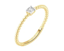 Pierścionek z żółtego i białego złota z brylantem - 0,03 ct - próba 375