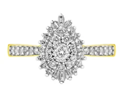 Pierścionek z żółtego i białego złota z diamentami - 0,39 ct - próba 585