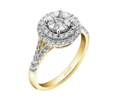 Pierścionek z żółtego i białego złota z brylantami - 0,65 ct - próba 585