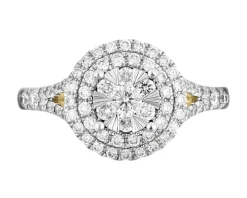 Pierścionek z żółtego i białego złota z brylantami - 0,65 ct - próba 585