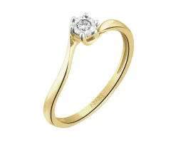 Pierścionek z żółtego i białego złota z brylantem - 0,05 ct - próba 585
