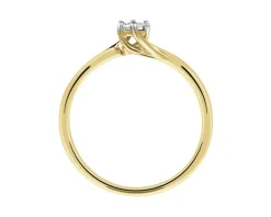 Pierścionek z żółtego i białego złota z brylantem - 0,05 ct - próba 585