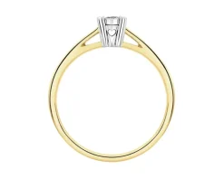 Pierścionek z żółtego i białego złota z brylantem - serce - 0,06 ct - próba 585