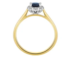 Pierścionek z żółtego i białego złota z brylantami i szafirem - próba 585