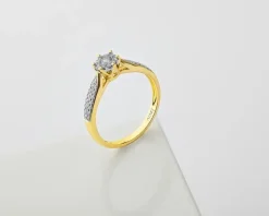 Pierścionek z żółtego i białego złota z brylantami - 0,25 ct - próba 585