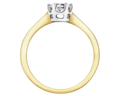 Pierścionek z żółtego i białego złota z brylantem - 0,15 ct - próba 585