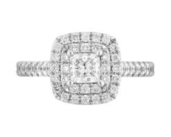 Pierścionek z żółtego i białego złota z diamentami - SI1/H - 1,00 ct - próba 585