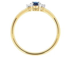 Pierścionek z żółtego i białego złota z brylantami i szafirem - próba 585