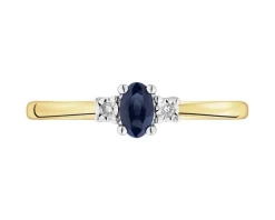 Pierścionek z żółtego i białego złota z brylantami i szafirem - próba 585