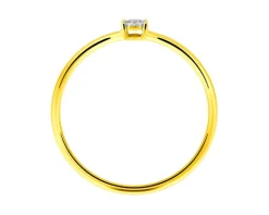 Pierścionek z żółtego i białego złota z diamentami - 0,01 ct - próba 375