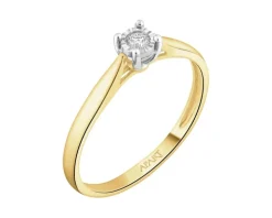 Pierścionek z żółtego i białego złota z brylantem - 0,05 ct - próba 375