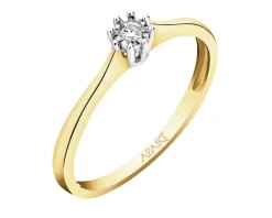 Pierścionek z żółtego i białego złota z brylantem - 0,02 ct - próba 585